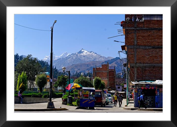 Downtown Huarez in Peru Framed Mounted Print by Steve Painter