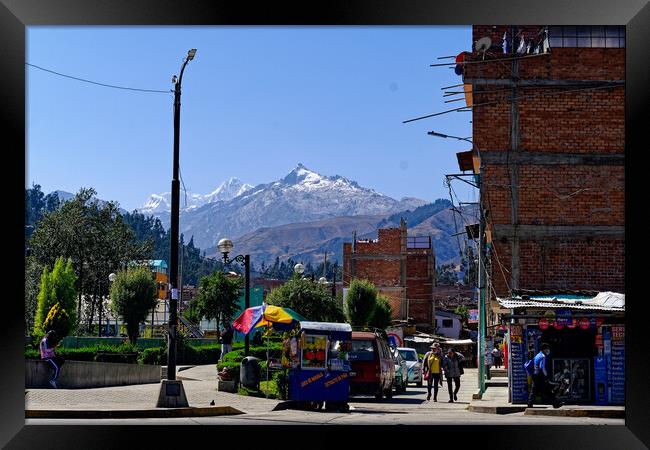 Downtown Huarez in Peru Framed Print by Steve Painter