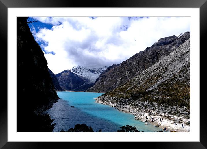 Glacial lake in the Pervian Andes Framed Mounted Print by Steve Painter