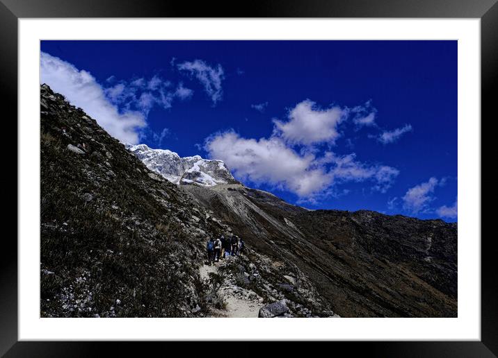 Trekking in Cordeleira Blanca Peru. Framed Mounted Print by Steve Painter