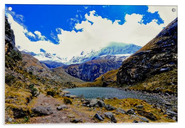 An Andes mountain tarn Acrylic by Steve Painter