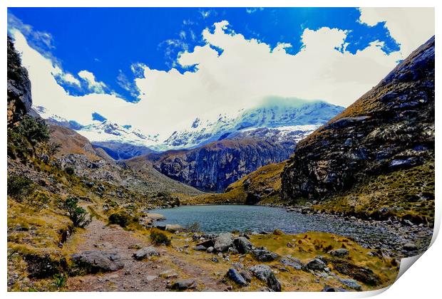 An Andes mountain tarn Print by Steve Painter