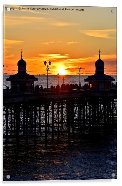 North Pier Sunset, Blackpool Acrylic by Jason Connolly