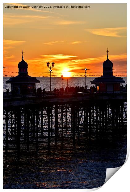 North Pier Sunset, Blackpool Print by Jason Connolly