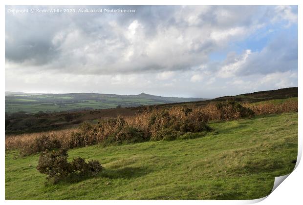View towards Brentor on the horizon from Pork Hill carpark on Da Print by Kevin White