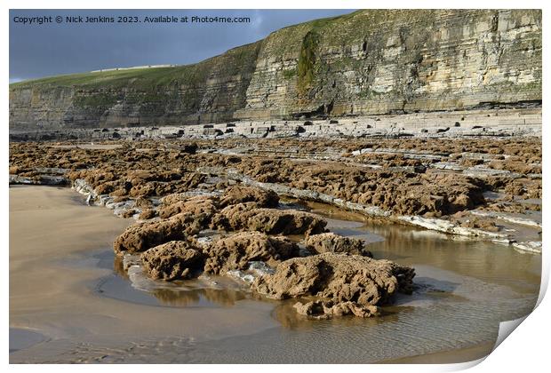 Dunraven Bay facing west on the Glamorgan Heritage Coast  Print by Nick Jenkins