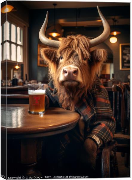 Highland Cow in the Boozer Canvas Print by Craig Doogan