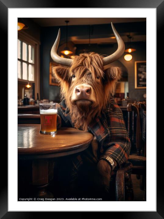Highland Cow in the Boozer Framed Mounted Print by Craig Doogan