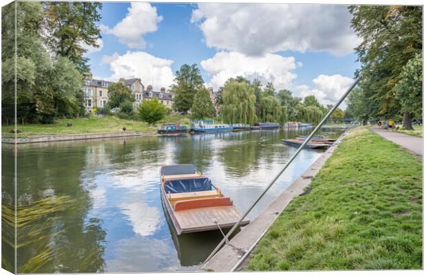 Punt tied on the River Cam Canvas Print by Jason Wells