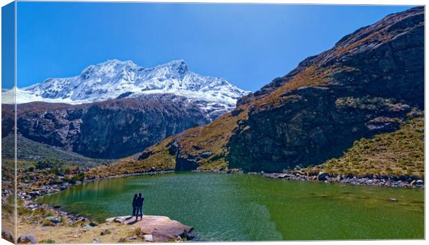 Andes mountain tarn Canvas Print by Steve Painter