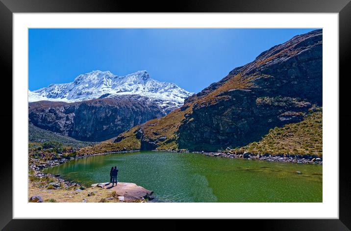 Andes mountain tarn Framed Mounted Print by Steve Painter
