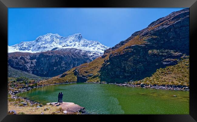 Andes mountain tarn Framed Print by Steve Painter