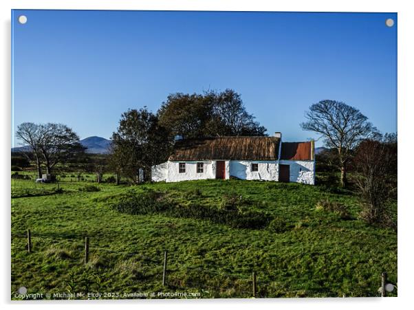 An Irish Cottage Acrylic by Michael Mc Elroy