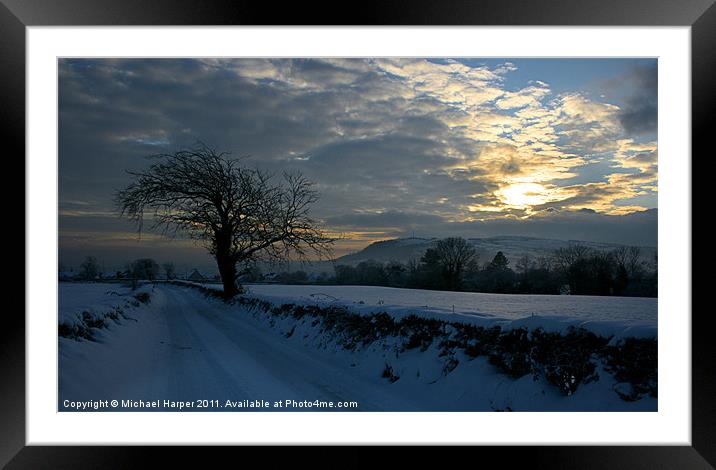 The winter glow of a snowy landscape Framed Mounted Print by Michael Harper