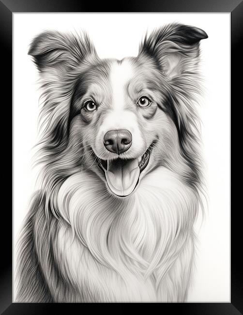 Collie Pencil Drawing Framed Print by K9 Art