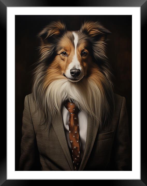 Collie Framed Mounted Print by K9 Art