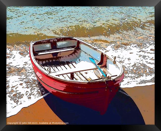 Rowing boat (illustration) Framed Print by john hill