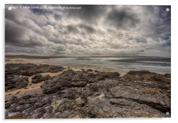 Rocky Beach At Gwithian and Godrevy Acrylic by Derek Daniel
