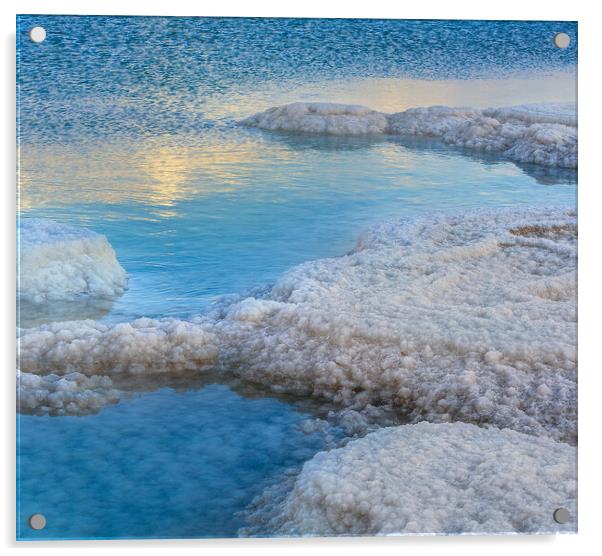 Salt deposits, typical landscape of the Dead Sea. Acrylic by Olga Peddi