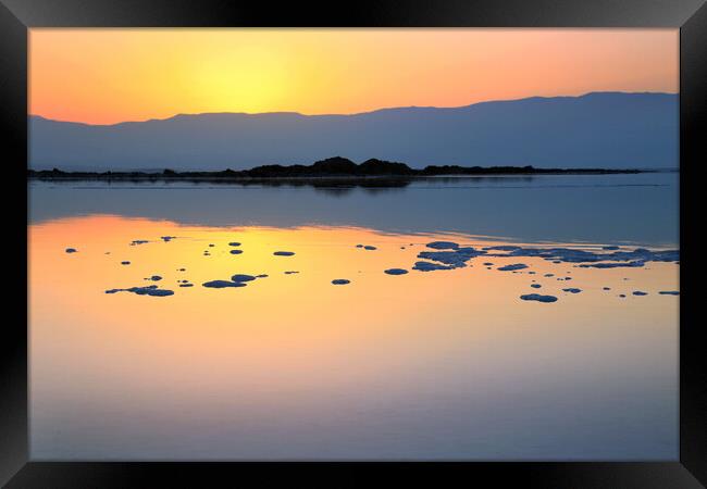 Sunrise and Dawn of the Dead Sea Framed Print by Olga Peddi
