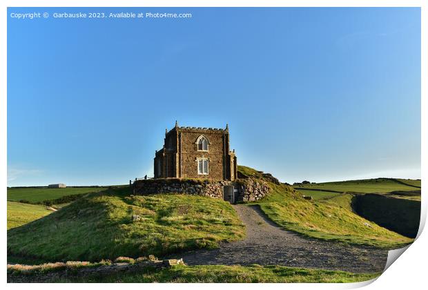 Doyden Castle at evening, Port Quin, Cornwall Print by  Garbauske