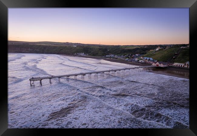 Saltburn by the Sea Dawn Framed Print by Apollo Aerial Photography