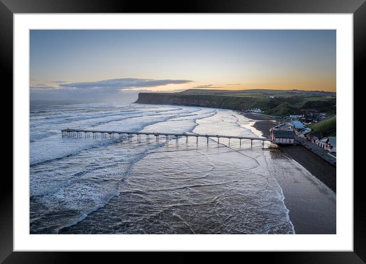 Saltburn by the Sea Sunrise Framed Mounted Print by Apollo Aerial Photography