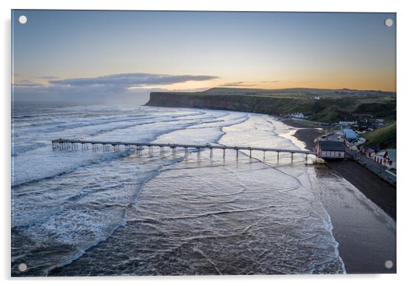 Saltburn by the Sea Sunrise Acrylic by Apollo Aerial Photography