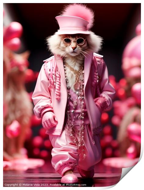 Stylish cat on the runway Print by Melanie Viola