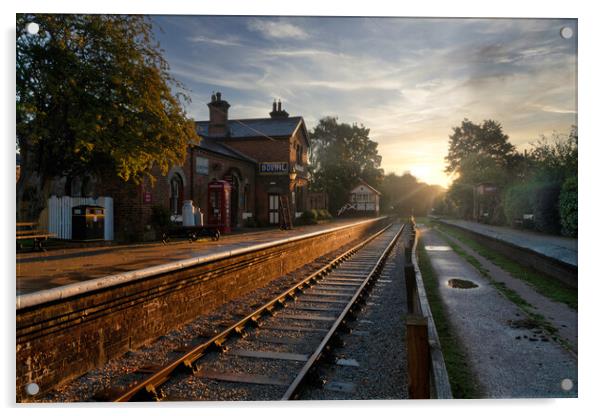 Hadlow Road Station at Sunrise Acrylic by Liam Neon