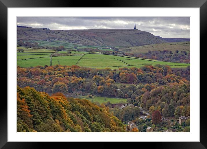Stoodley Pike from Old Town. Framed Mounted Print by David Birchall