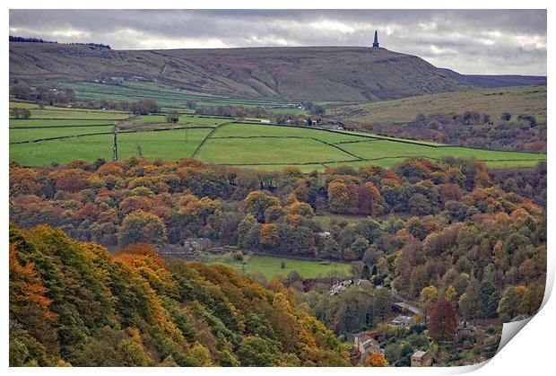 Stoodley Pike from Old Town. Print by David Birchall