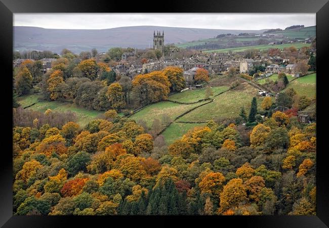 View to Heptonstall from Old Town. Framed Print by David Birchall