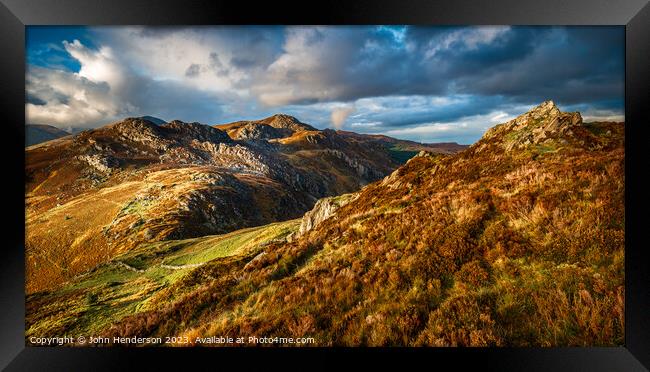 Autumn Snowdonia Panorama Framed Print by John Henderson