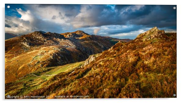 Autumn Snowdonia Panorama Acrylic by John Henderson