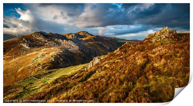 Autumn Snowdonia Panorama Print by John Henderson