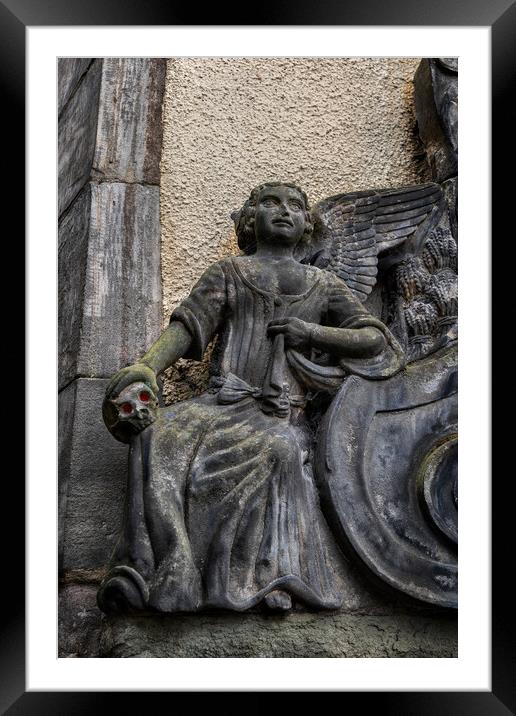 Angel With Skull In Greyfriars Kirkyard In Edinburgh Framed Mounted Print by Artur Bogacki