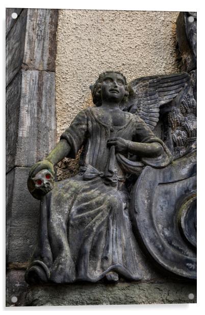 Angel With Skull In Greyfriars Kirkyard In Edinburgh Acrylic by Artur Bogacki