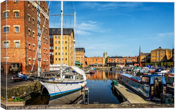 Moorings at Historic Gloucester Docks Canvas Print by Ian Lewis