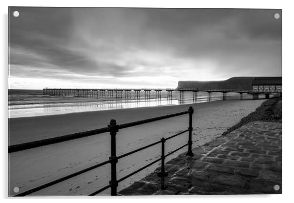 Saltburn Black and White Acrylic by Tim Hill