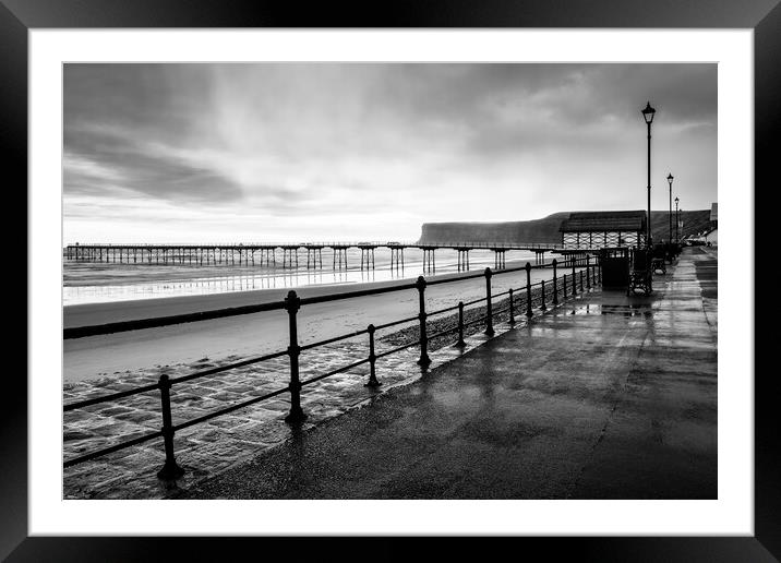 Saltburn Black and White Framed Mounted Print by Tim Hill