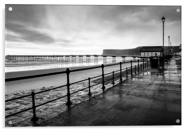 Saltburn Black and White Acrylic by Tim Hill