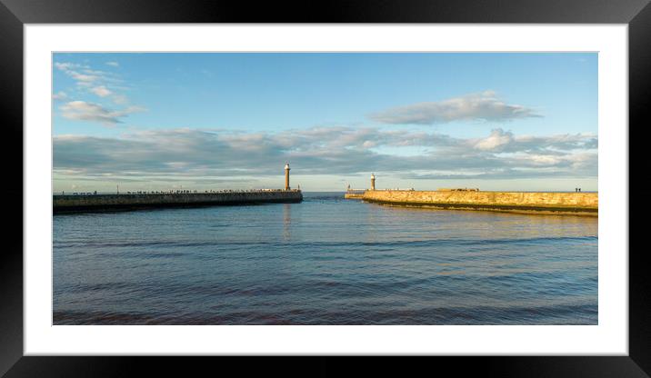 Whitby Harbour Walls Framed Mounted Print by Apollo Aerial Photography