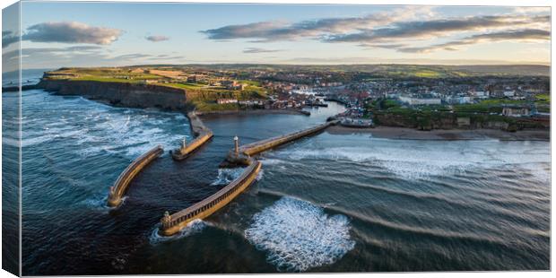 Whitby Harbour Sunset Canvas Print by Apollo Aerial Photography