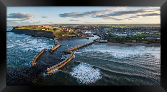 Whitby Harbour Sunset Framed Print by Apollo Aerial Photography