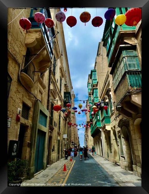 City Street Valletta Framed Print by Sheila Ramsey