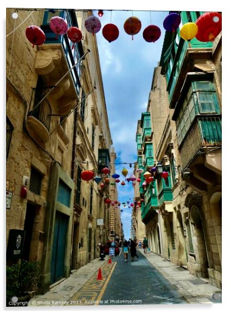 City Street Valletta Acrylic by Sheila Ramsey