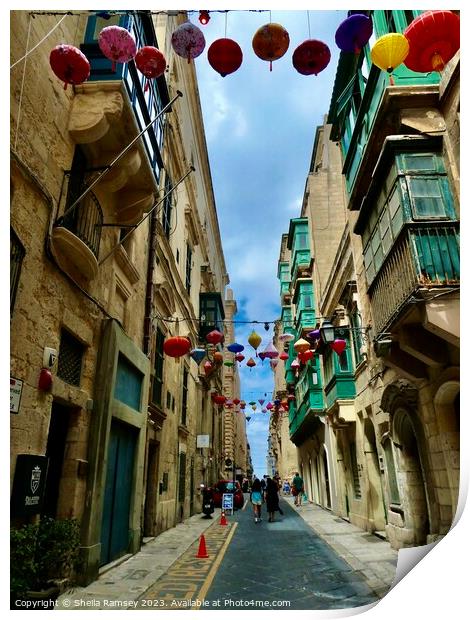 City Street Valletta Print by Sheila Ramsey