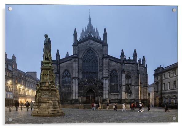 St Giles Cathedral At Dusk In Edinburgh Acrylic by Artur Bogacki