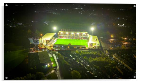 Oakwell Under the Lights Acrylic by Apollo Aerial Photography